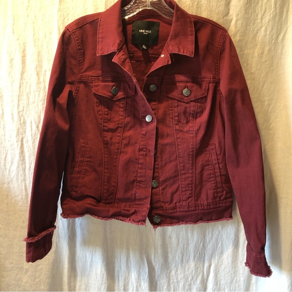 Nine West Jackets & Coats Nine West Sarah Denim Jacket Wine Color
